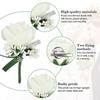 4 Stück Rose Hochzeitsanstecker Weißer Anstecker Handgemachte Ansteckblume Knopflochblumen Künstlich