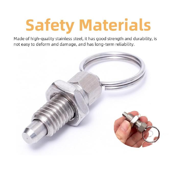 6pcs Pull Ring Indexing Plunger, M12 Retractable Spring Manual Plunger Stainless Steel Quick Release Pin Spring-Loaded Plunger Pulls Ring Spring