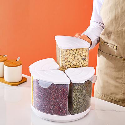 Cereal Storage Container Food Grains Dispenser Storage Box Sealed Rotating Dry Food Rice Jars for Spices Candy Kitchen Organizer
