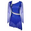 Women's Performance Dancewear - Sheer Mesh Long Sleeve Backless Dress with Rhinestones for Lyrical & Skating