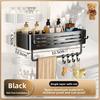 Aluminum Bathroom Storage Rack With Hooks For Shower And Toilet Organizer