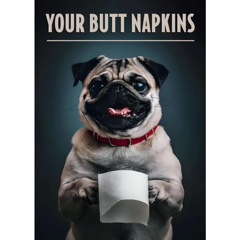 Your Butt Napkins Canvas Painting Panda Cat Raccoon Monkey Pug Poster Prints Funny Toilet Picture Modern for Bathroom Decor