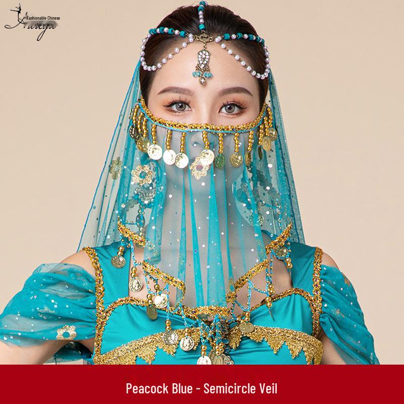Halloween Belly Dance Beaded Scarf Veil for Women - Ancient Hanfu Style