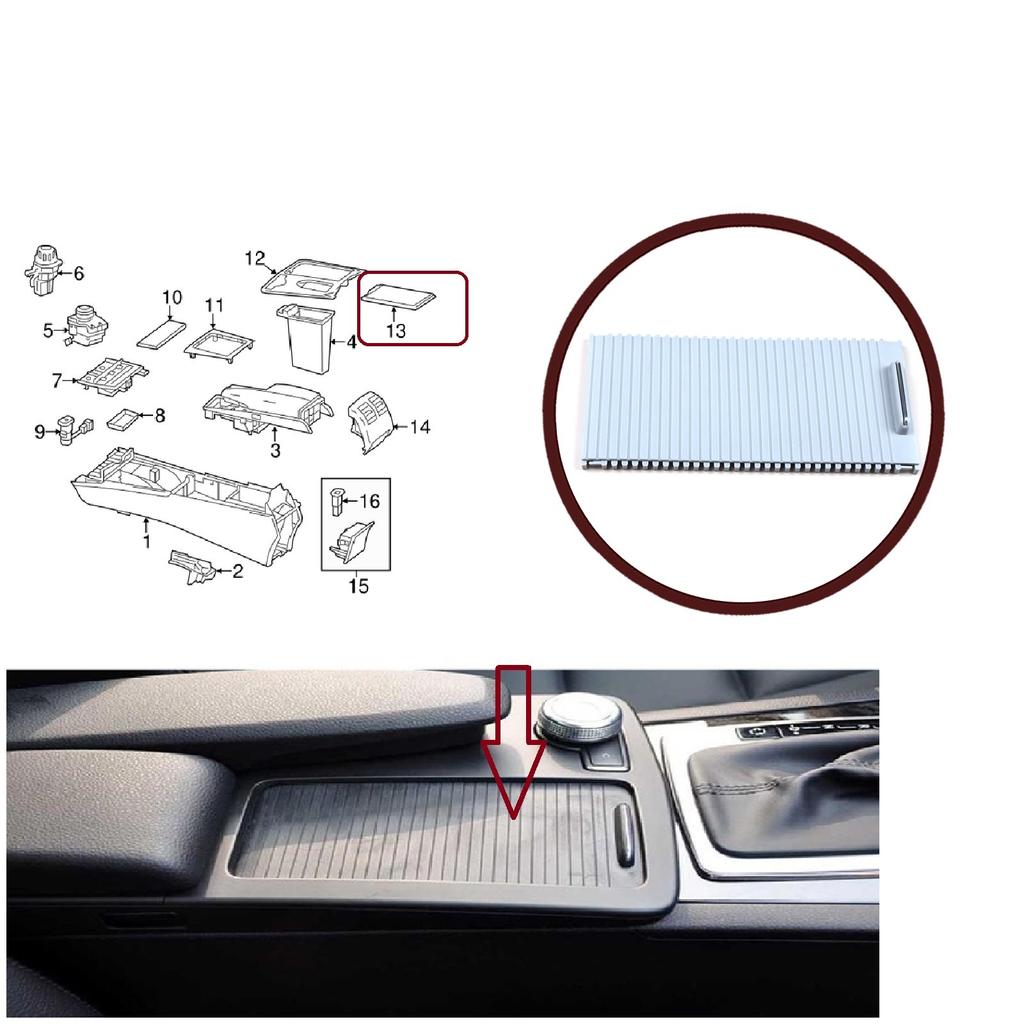 BDP1174 Gray Center Console Slide Roller Shutter Blind Stowage Cover Tray 20468047089051 for Mercedes W204 E W207 W212