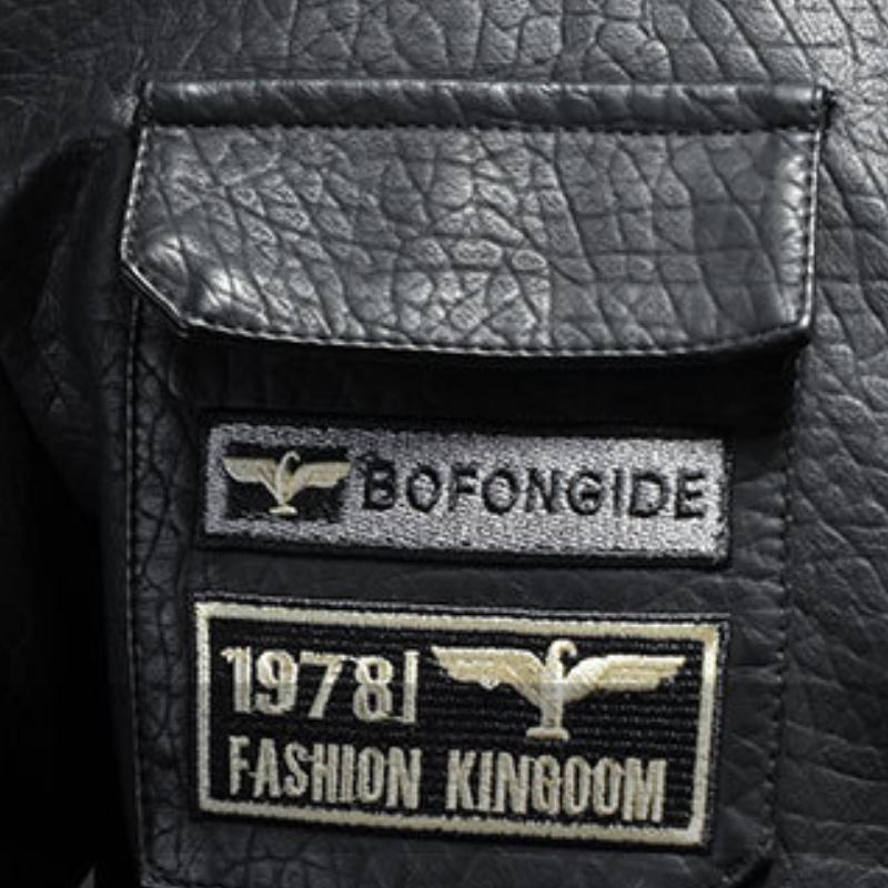 Padded Thick Male Casual Cardigan Autumn Winter Men Lapel Faux Leather Jacket Outerwear Fashion Streetwear Solid Motorcycle Coats