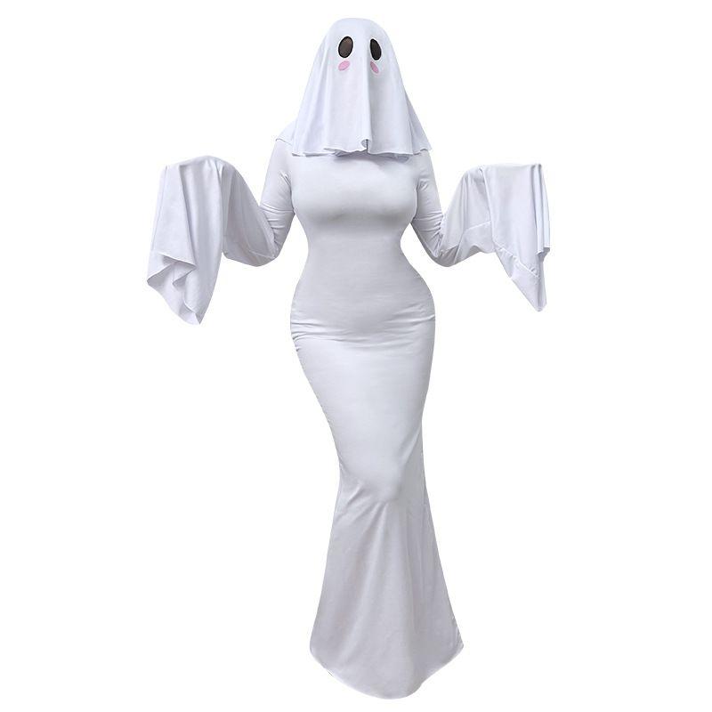

100.00kg Ghost Mother Apricot Lady Cute Ghost Dress Female Y Halloween Stage Cosplay Clothes Export Extra Large Size White M