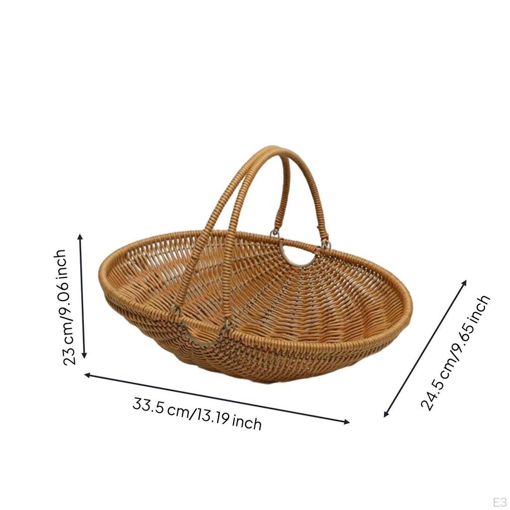 Geflochtener Korb Vielseitig Picknick mit Griffen Multifunktional Rattan-Stil Tragetasche für Draußen,
