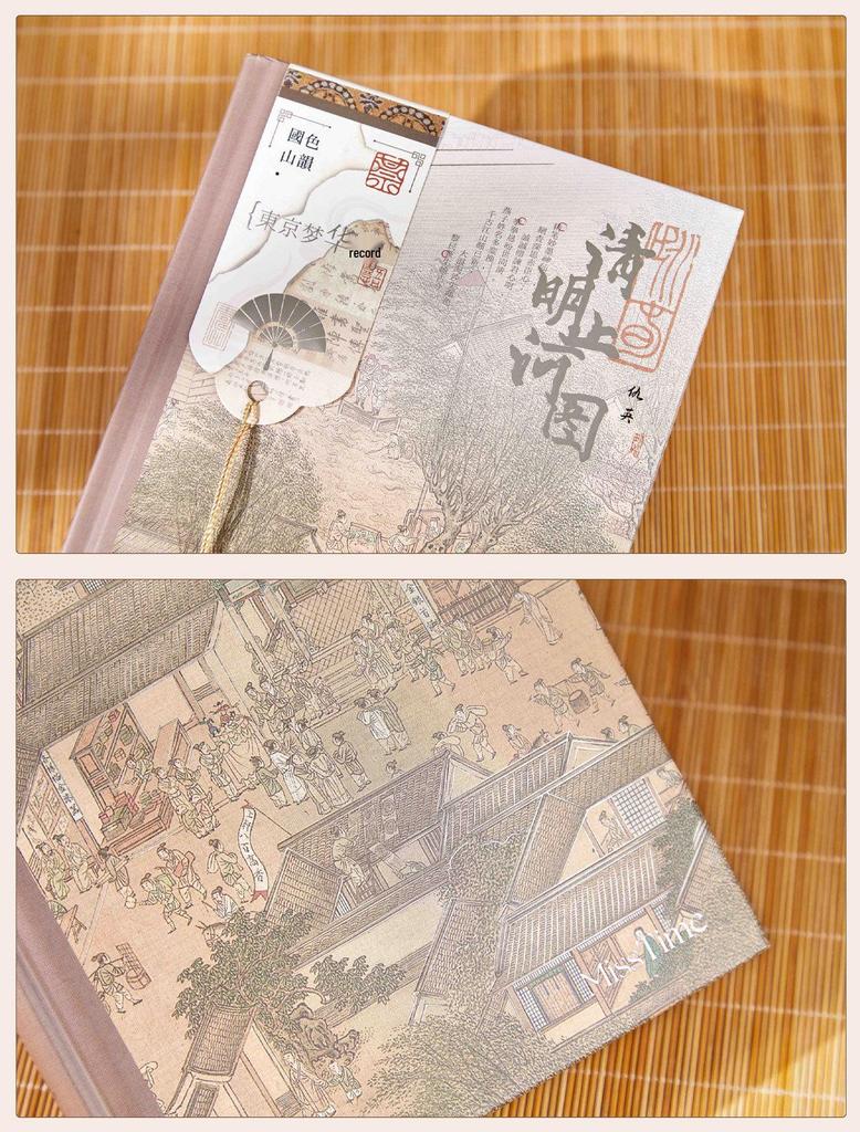 Shiguang Qingming Shanghe Tu Artistic Retro Notebook: Hot Stamping Festival Gift for Students and Writers