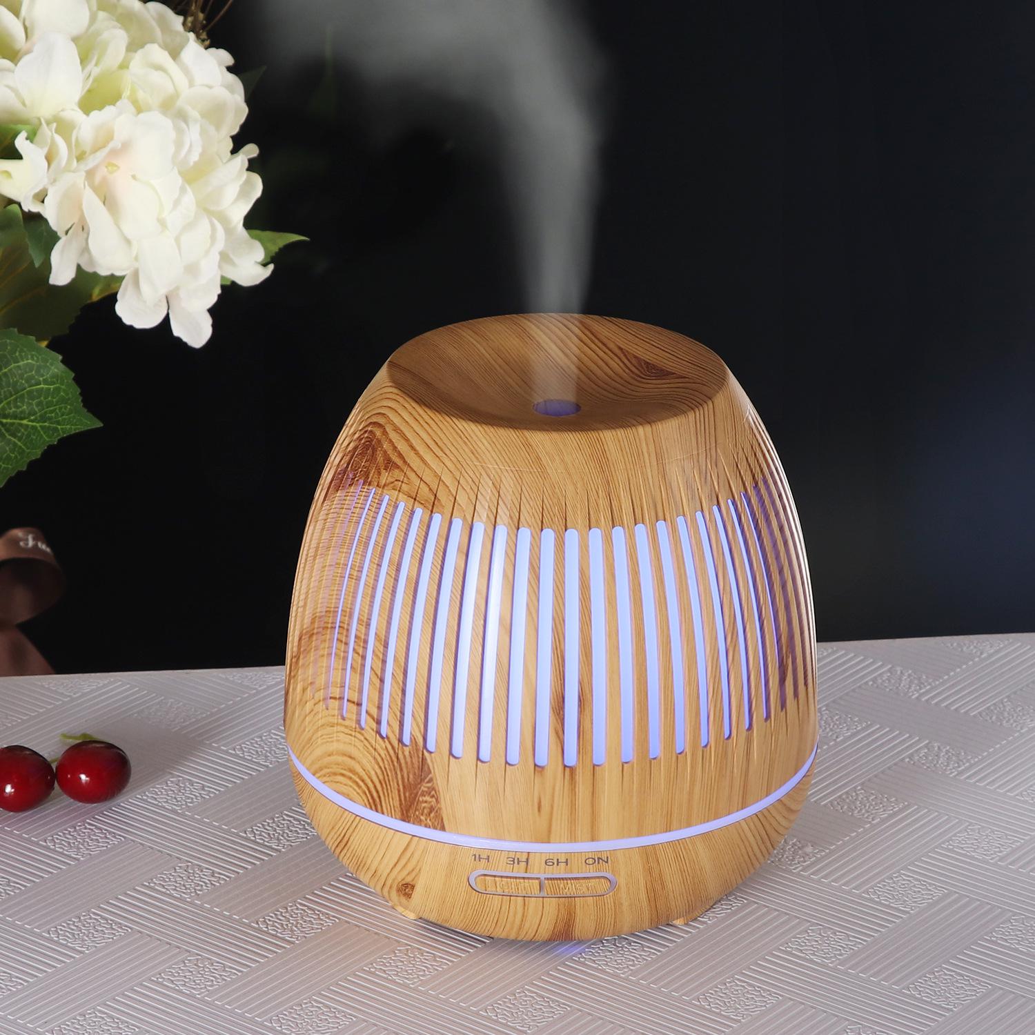 500ml Wood Grain Aromatherapy Diffuser & USB Humidifier - Large Capacity, Retro Design USB Powered