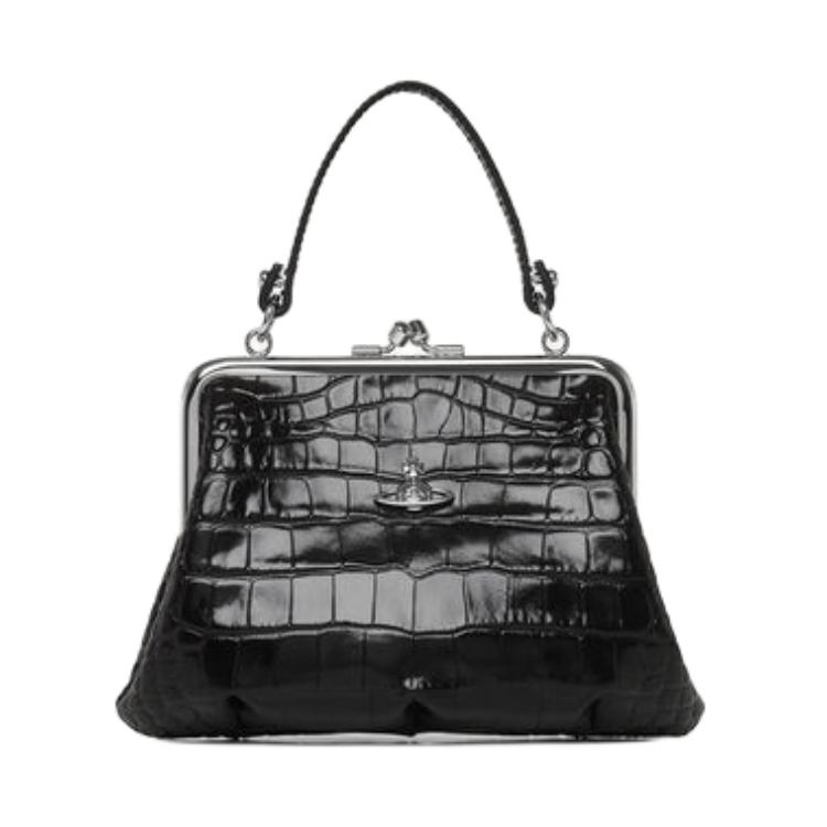 

VIVIENNE WESTWOOD Granny Frame Shallow Relief Sphere Plaque Kiss Lock Clasp Handbag Coin Purse Women Handbags Black 4B010007WL0098BLACK Basic Set (Bag)