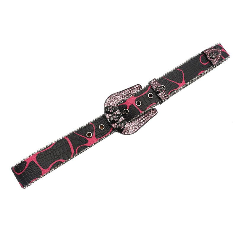 Rhinestone Printed Belt, Independent Design of European and American Style BB Belt, Trendy Nightclub Style