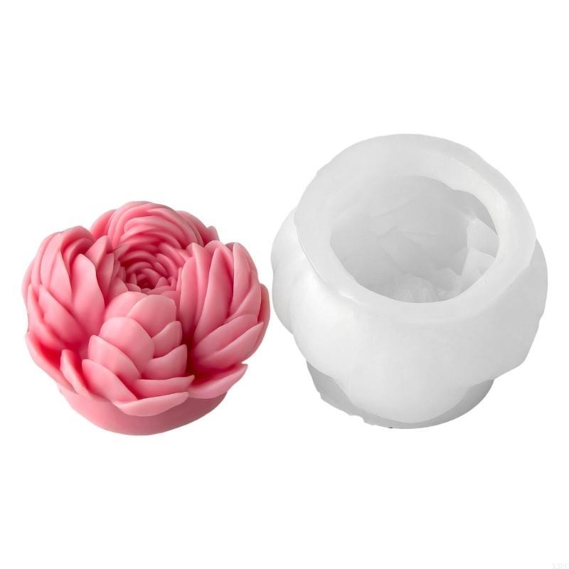 Silicone Moulds Peony Flower Molds Ornament Molds Epoxy Resin Molds Plasters Molds for Candle Making X3UC