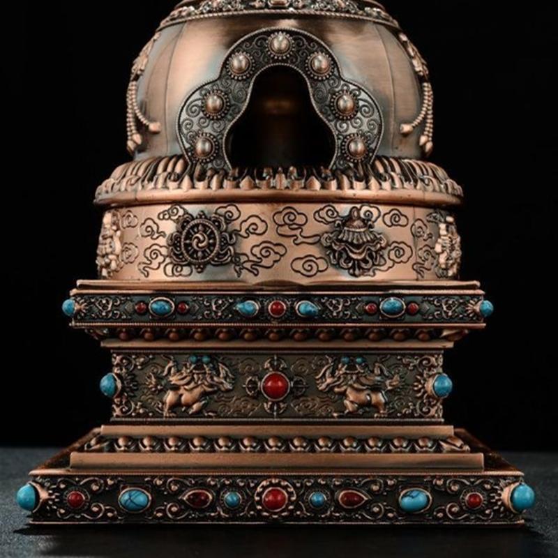 Bruciatore di Incenso Multifunzionale Lega Incisa Grande Dimensione Stupa Fornello per Aromaterapia Forno per Fumo da Meditazione Altari Decorativo
