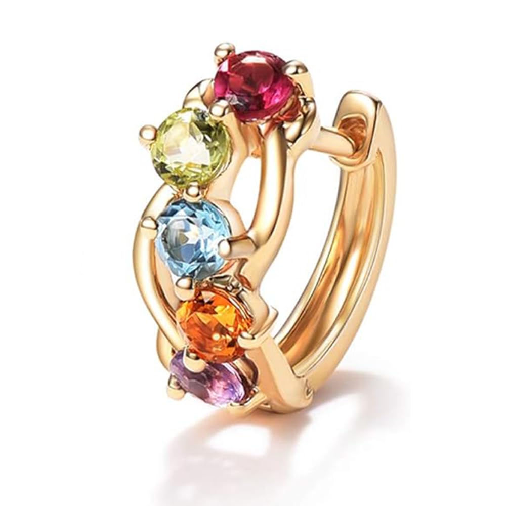 FANCIME Summer Festival Natural Stone Earrings for 14K Gold with Natural and Multicolored Hoop Cartilage Single White Anniversary Gift Women, Garnet,