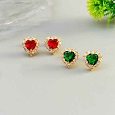 Sweet Fashion Temperament Light Luxury Love Zircon Stud Earrings High Sense Cold Wind Earrings