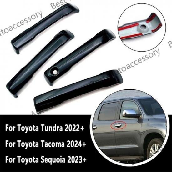 For Toyota Tundra & Tacoma & Sequoia Car Exterior Door Handles Black Trim Cover