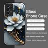 Elegante Lotus-Blumenmuster-Handyhülle aus gehärtetem Glas für Samsung Galaxy S25 Ultra S24 S23 Plus S22+ S21 S20 FE Hülle