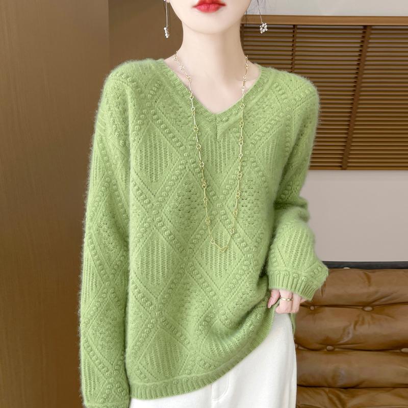 Women's Cashmere Sweater Qinghe Cashmere 30% Cashmere 70% Wool Autumn and Winter Pullover Warm and Fashionable