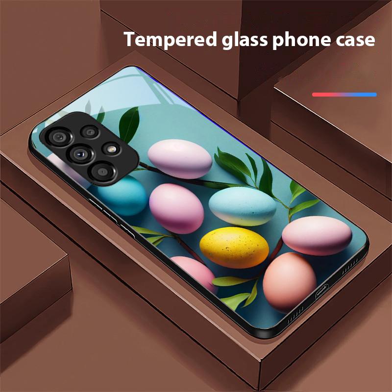 Colorful Flower Egg For Samsung Galaxy S10 S20 Plus S21 FE S22 S23 S24 FE S25 Ultra Black Tempered Glass Phone Case Hard Shell