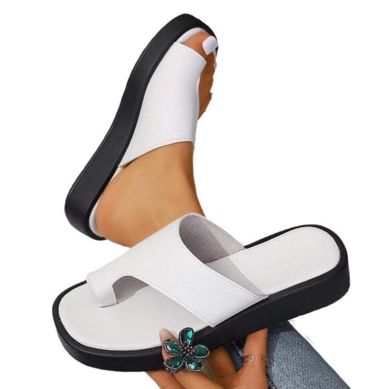 Foreign Trade Cross-border Summer Slippers European and American Solid Color Set Cool Slippers Large Size Polyurethane Bottom Cool Slippers Women