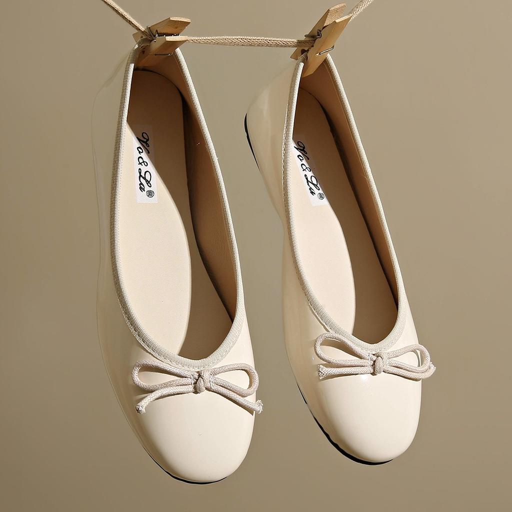 Flat bottom gentle evening shoes satin ballet single shoes retro round head blue bow temperament fairy shoes