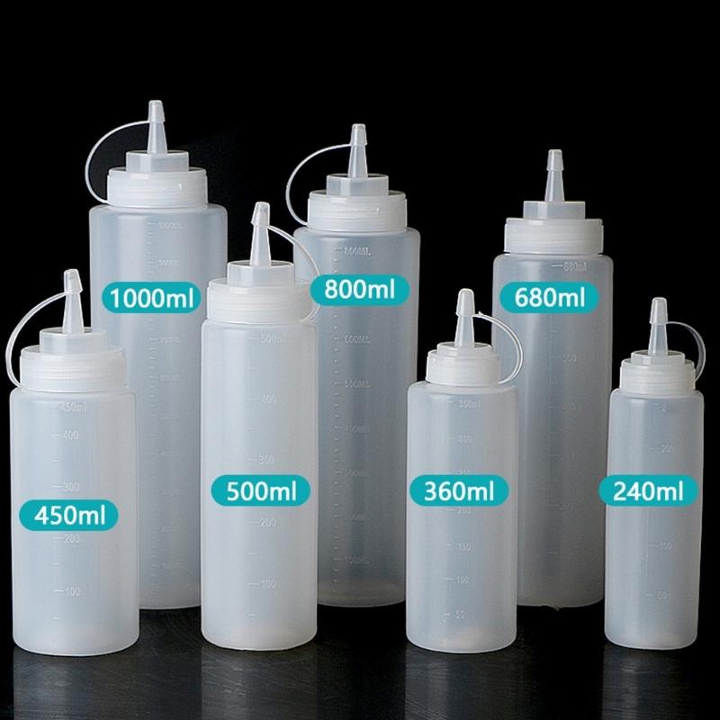 Plastic Condiment Dispenser With Narrow Spout For Homes Kitchen Outdoor BBQ Large Capacity Sauce Squeeze Bottle