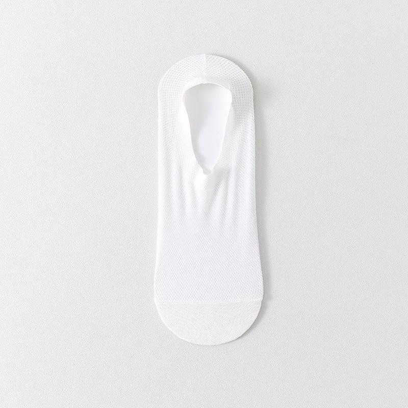 

High-end Men s Summer Ice Silk Mesh Non-Slip Invisible Boat Socks with Pure Cotton Bottom One Size білий