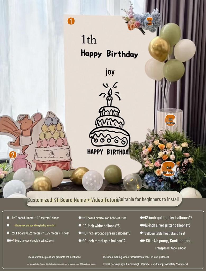 Korean Style First Birthday Decorations: Balloons & Backdrop for Boys & Girls