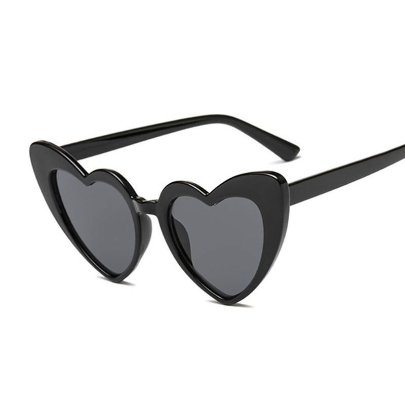 Röda Hjärtformade Solglasögon i Kattögonstil Kvinna Märkesdesigner Solglasögon Kvinnliga Söta Sexiga Retro Nyanser Gradient Spegel