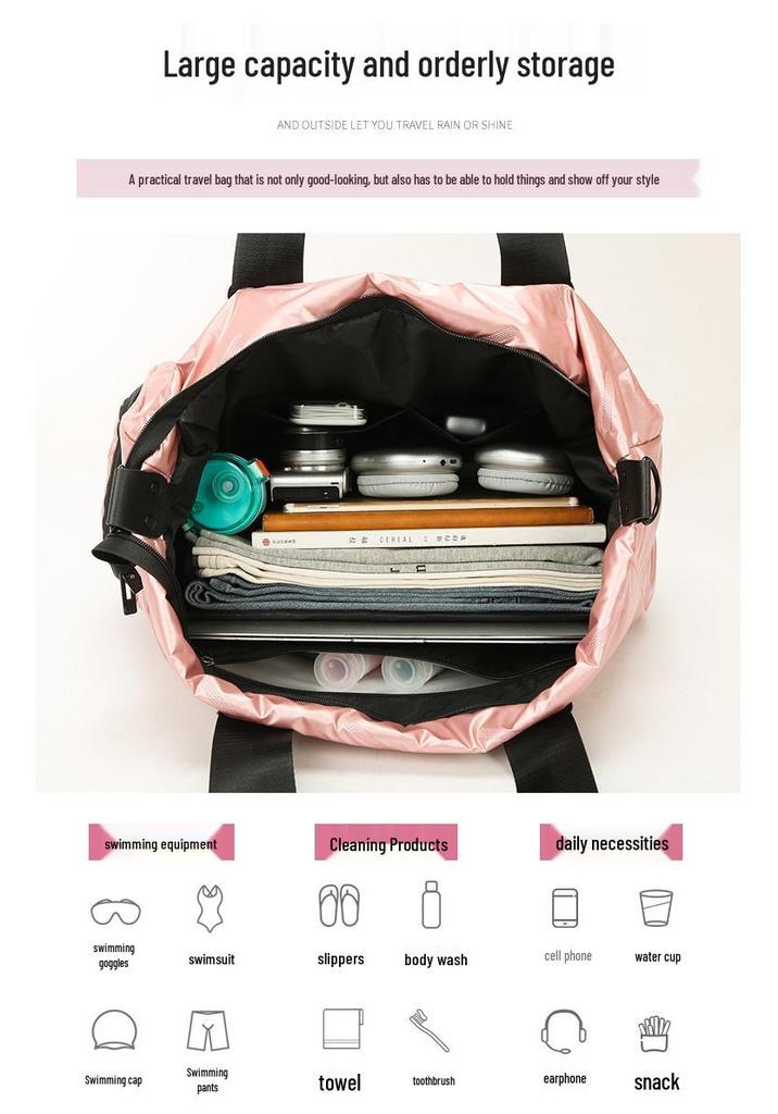 Women's Winter Pearlescent Travel and Fitness Bag - Large Capacity Handbag for Short Trips
