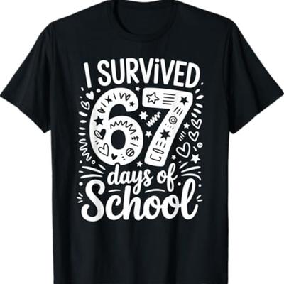 I Survived 67 Days Of School Teacher Student Six Seven Meme T-Shirt