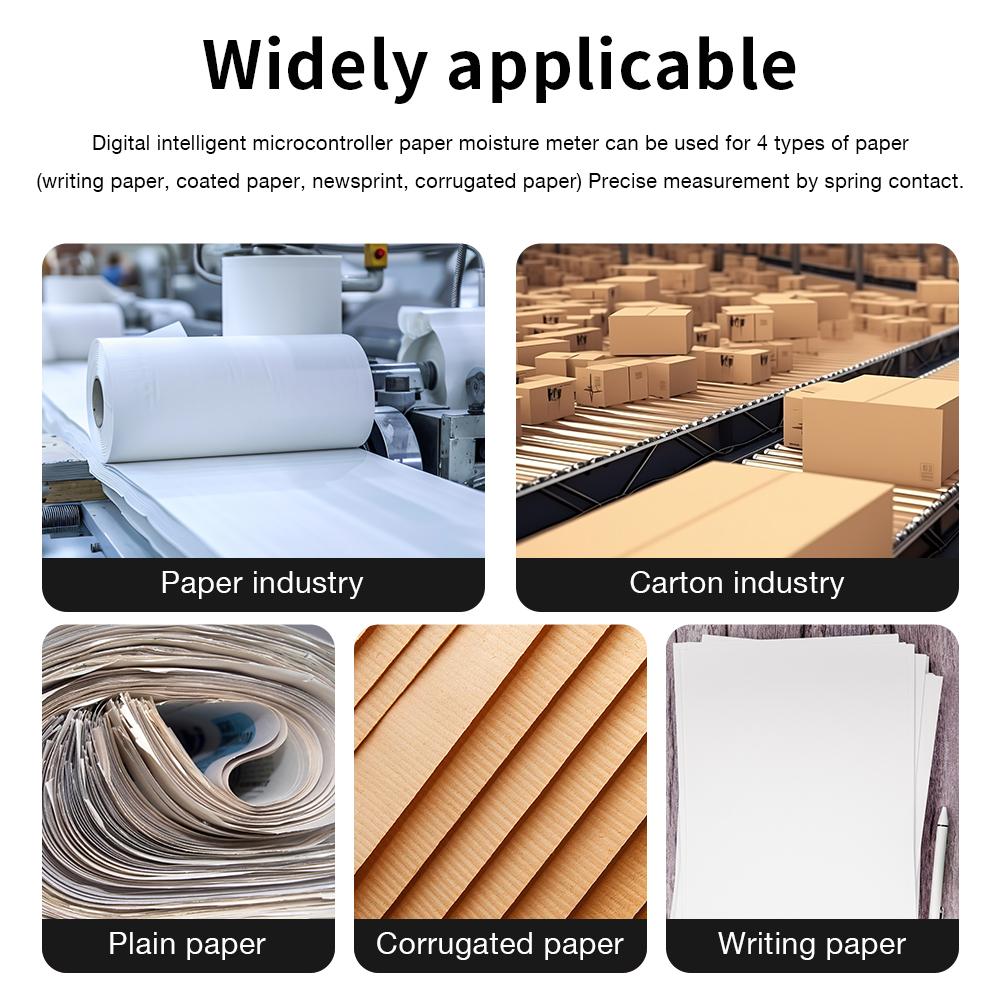 MD916 Paper Moisture Meter LCD Digital Hygormeter Wood Paper Moisture Detector 2-40% Humidity Content Tester for Paper Industry