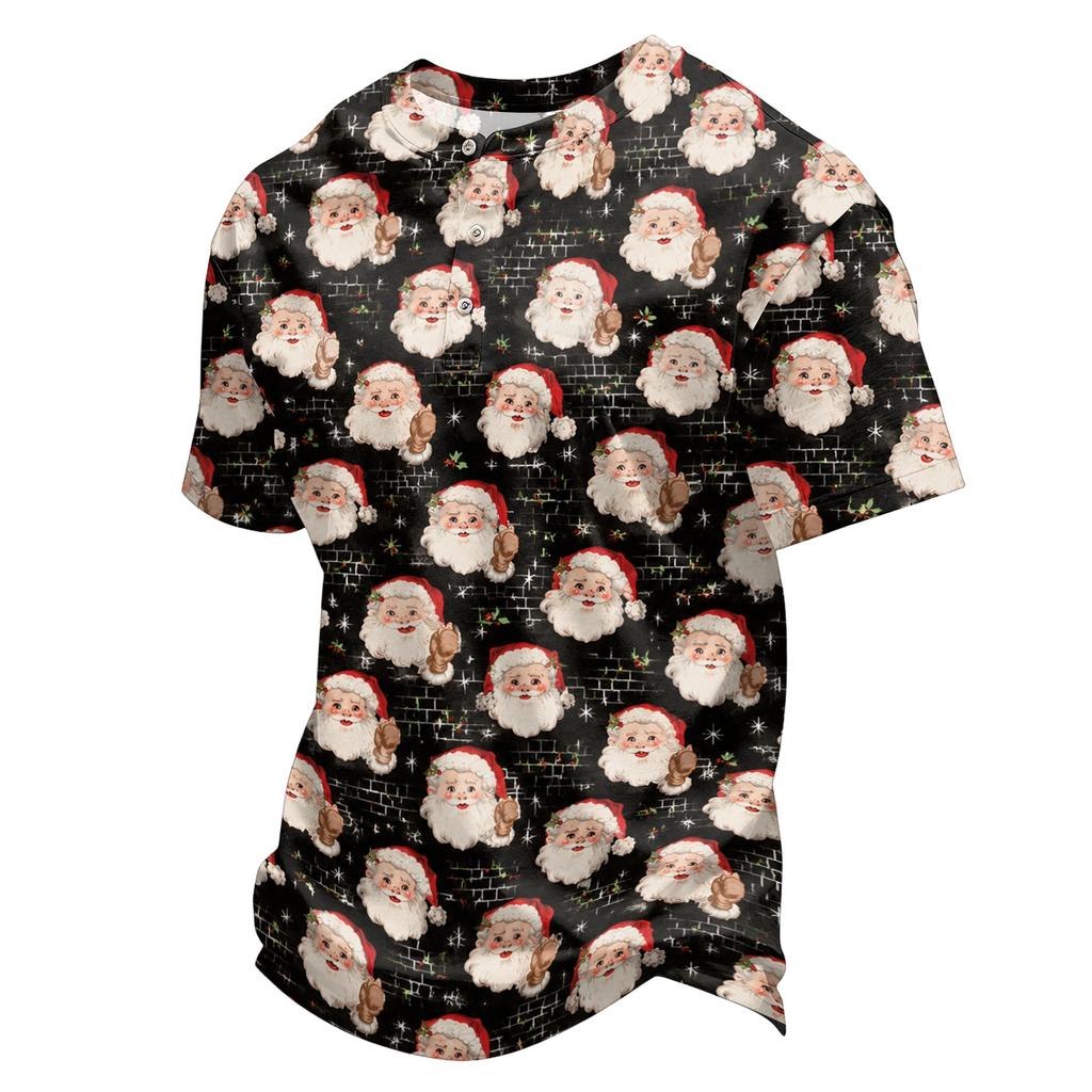 Men's Quick Dry Short Sleeve Neck T-Shirt with Christmas Print