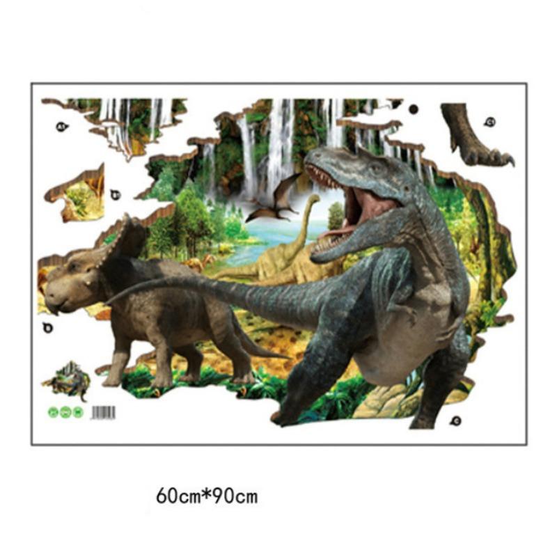 

3D сломанные стены динозавров животные напольные наклейки на стену для гостиной детская игровая комната ванная комната украшения дома настенные художественные наклейки 60*90cm зелёный