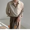 Men's Loose Long-sleeved Shirt, Wrinkle-free Solid Color Shirt.