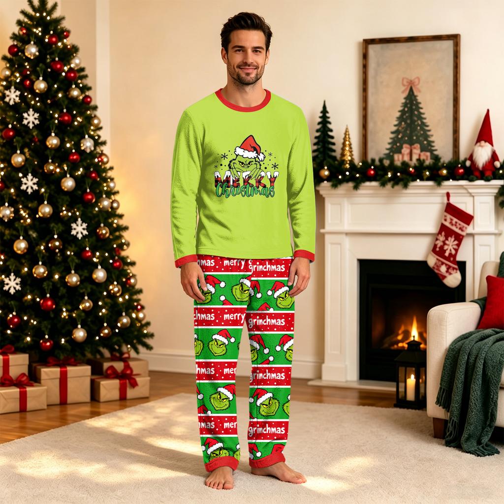 Family Matching Christmas Pajama Set, Long Sleeve Top and Pants Loungewear for Holiday