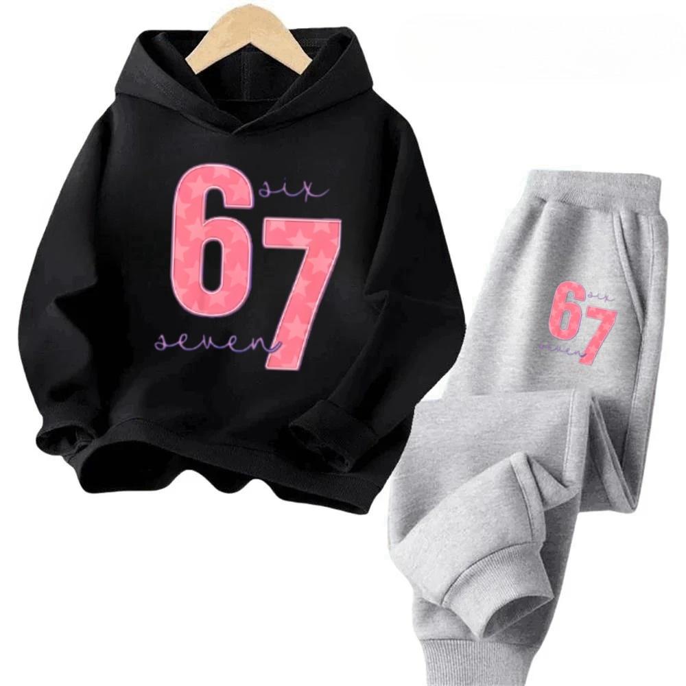 67 Trendy Big Kids Set 4-13Y Abstract Pattern 2Pcs Outfit Comfortable Daily Wear Worldwide Children's Comfortable Sweatshirt Set