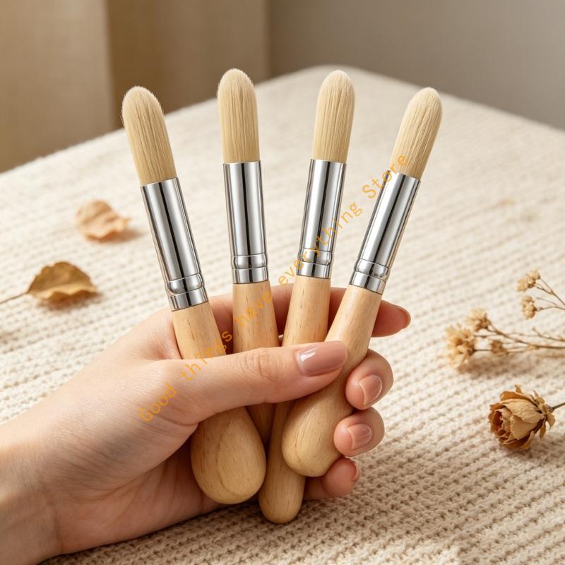 Set Of 4 Wooden Gourd Handle Art Brushes For Professional Artists 55KF