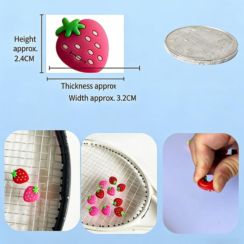 Amortisseurs de vibrations pour raquette de tennis en forme de fraise avec motif dessin animé