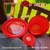 Chaoshan Double Happiness Red Wedding Offering Fruit Tray – Round Plastic Plate