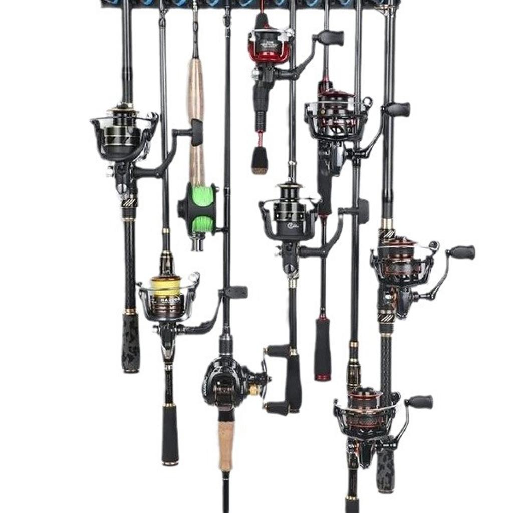 Wall Mounted Fishing Rod Holder 9 Rod Fishing Rod Display Stand Vertical Fishing Poles Rack Rod Storage Tool Enduring