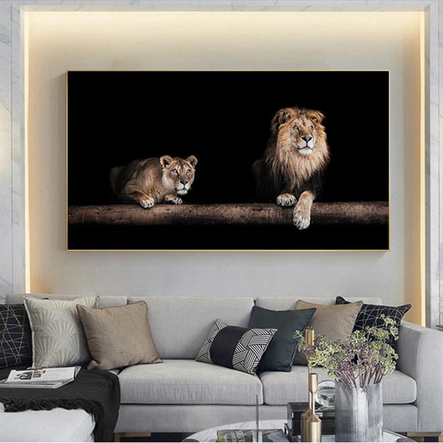 African Black Lion Leopard Animal Posters and Prints Canvas Painting Wall Pictures For Living Room Interior Cuadros Home Decor No Frame