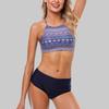 CHARMLEAKS Women Bikini Set Halter Swimwear High Neck Swimsuit Printed Bathing Suit Beachwear