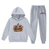 Kids Halloween Hoodie Set with Pumpkin Print Pullover Sweatshirt and Matching Pants Comfortable Casual Outfit for Boys and Girls