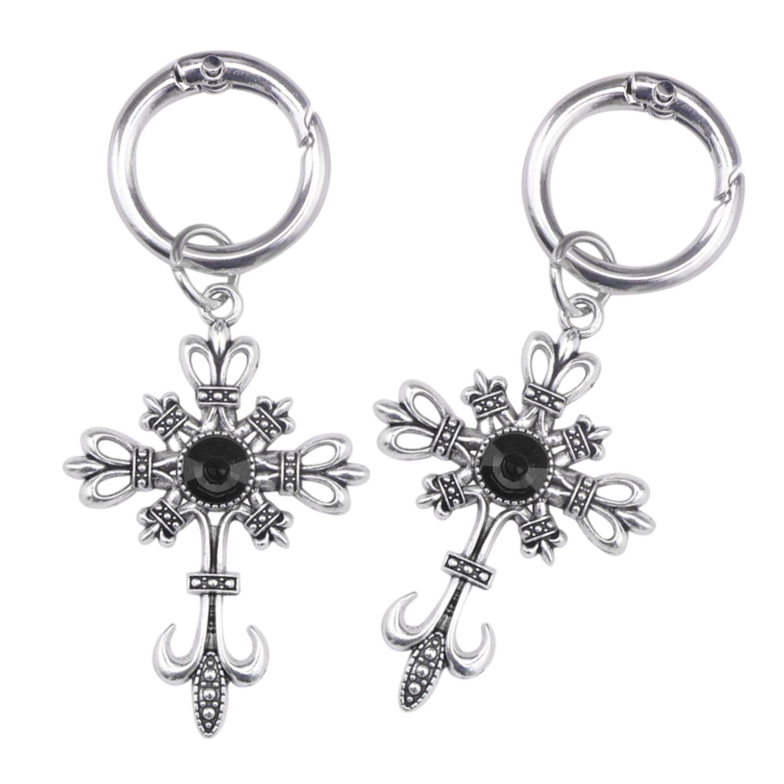 

Готический крест шарм для обуви Уникальный клипс для обуви ручной работы Модный кулон для обуви Металлическая текстура Идеально для обуви чёрный