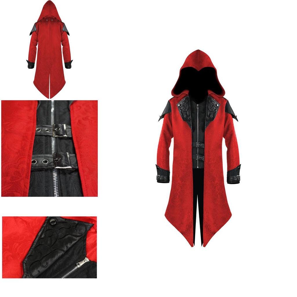 Stunning Medieval Halloween Retro Stitching Jacket For Men With Long Sleeves