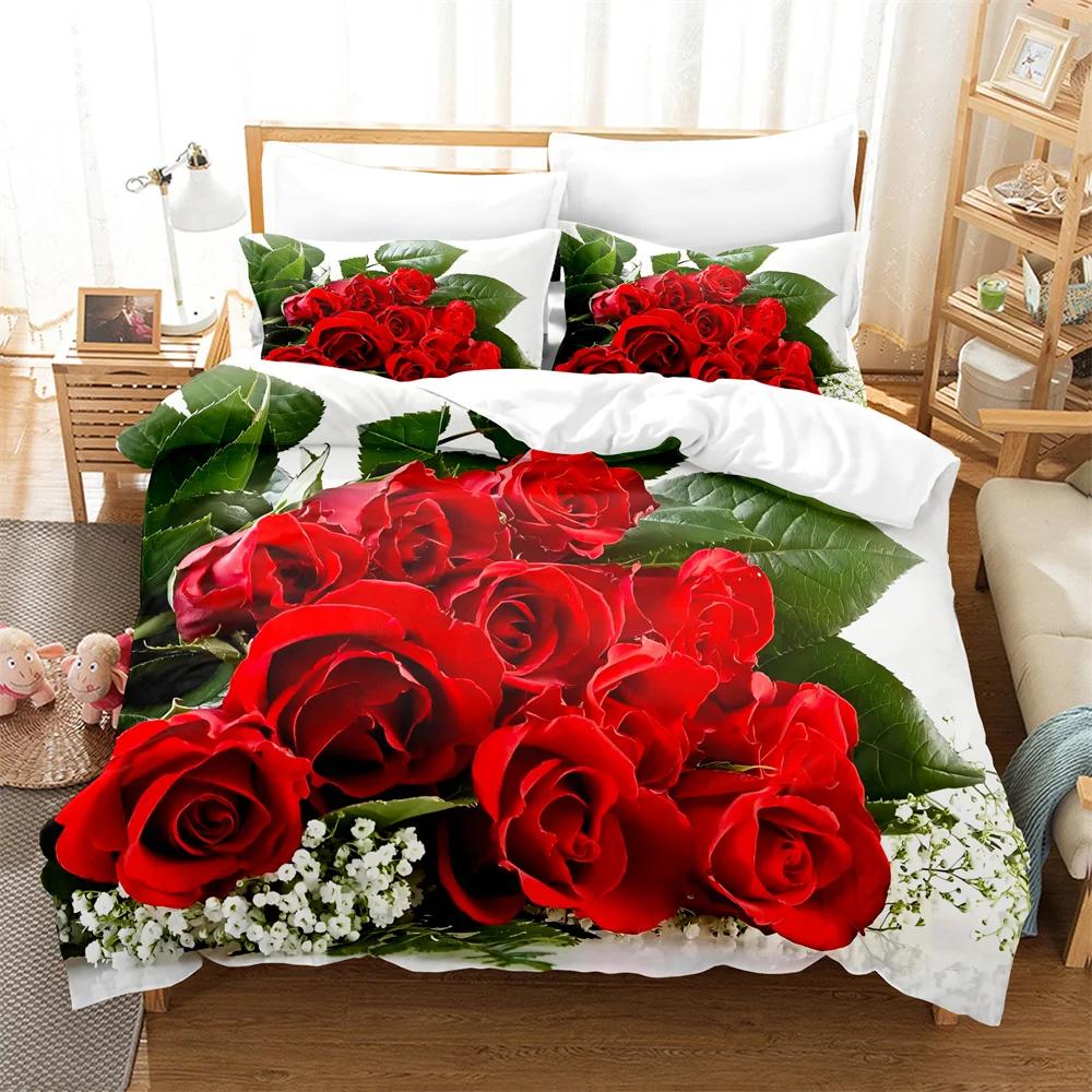 

Красная роза Размер Квин Пододеяльник 220X240 Комплект постельного белья 3 шт./2 шт. с наволочкой Цветочный пододеяльник для двуспальной кровати Односпальные кровати EU Sing 135x200cm&Duvet Cover