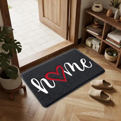 Willkommen Zuhause Teppichmatte Teppich - Herzmuster Rutschfeste Fußmatte Eingang Boden Dekoration für Wohnzimmer Heimdekoration Fußabtreter