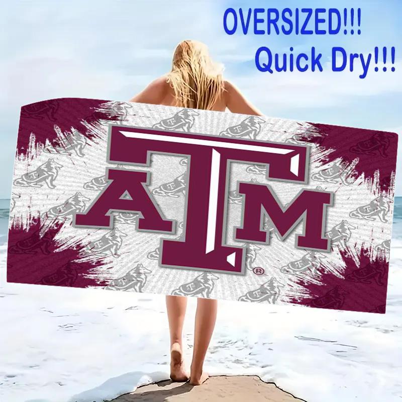 Texas A&M Print Beach Towel, Large Soft Quick Dry Towel for Beach Camping Swimming