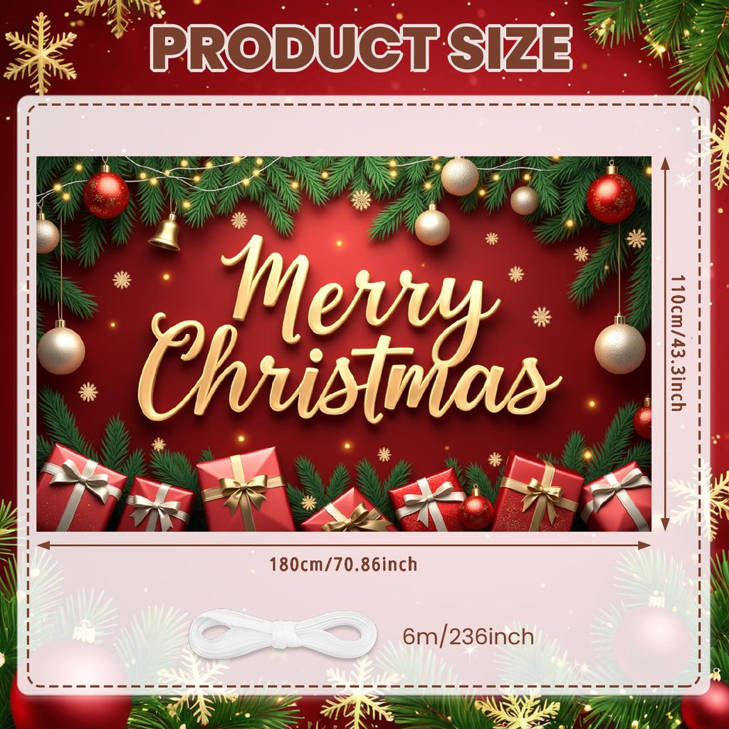 Photo Prop Cozy Design Santa Claus Banner Festive Decor Colorful Lights Christmas Banner For Home Decoration Event Decor Indoor